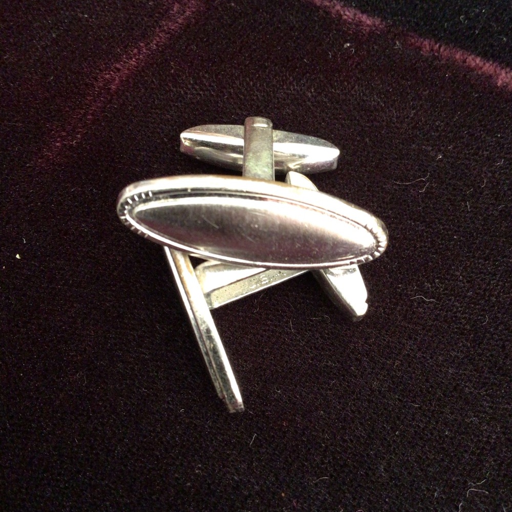 Vintage Silver-toned Oval Cufflinks